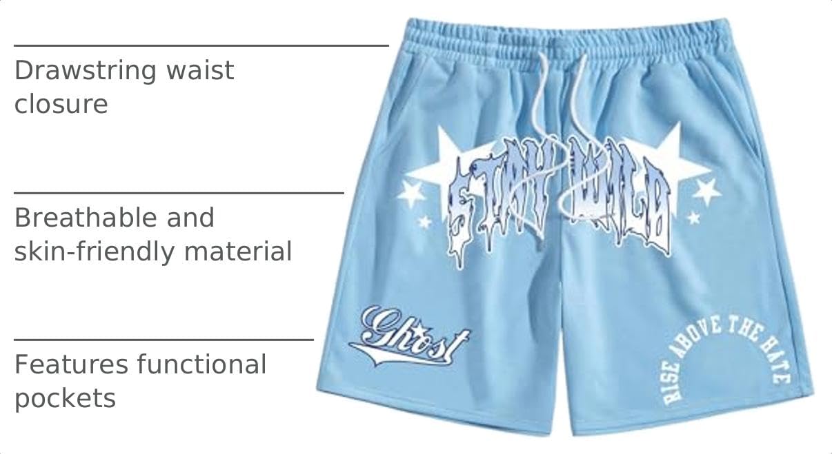 SHENHE Men's Graphics Shorts Print Workout Track Streetwear Shorts
