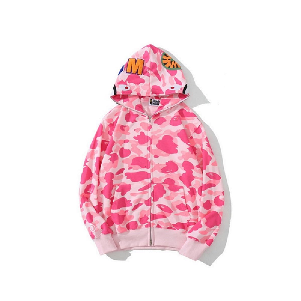 Shark Jaw Camo Jacket Hoodie Shark Mouth Sweatershirt Full Zip Up for Adults