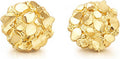 10K Yellow Gold Nugget Earrings Round Nugget 10 mm