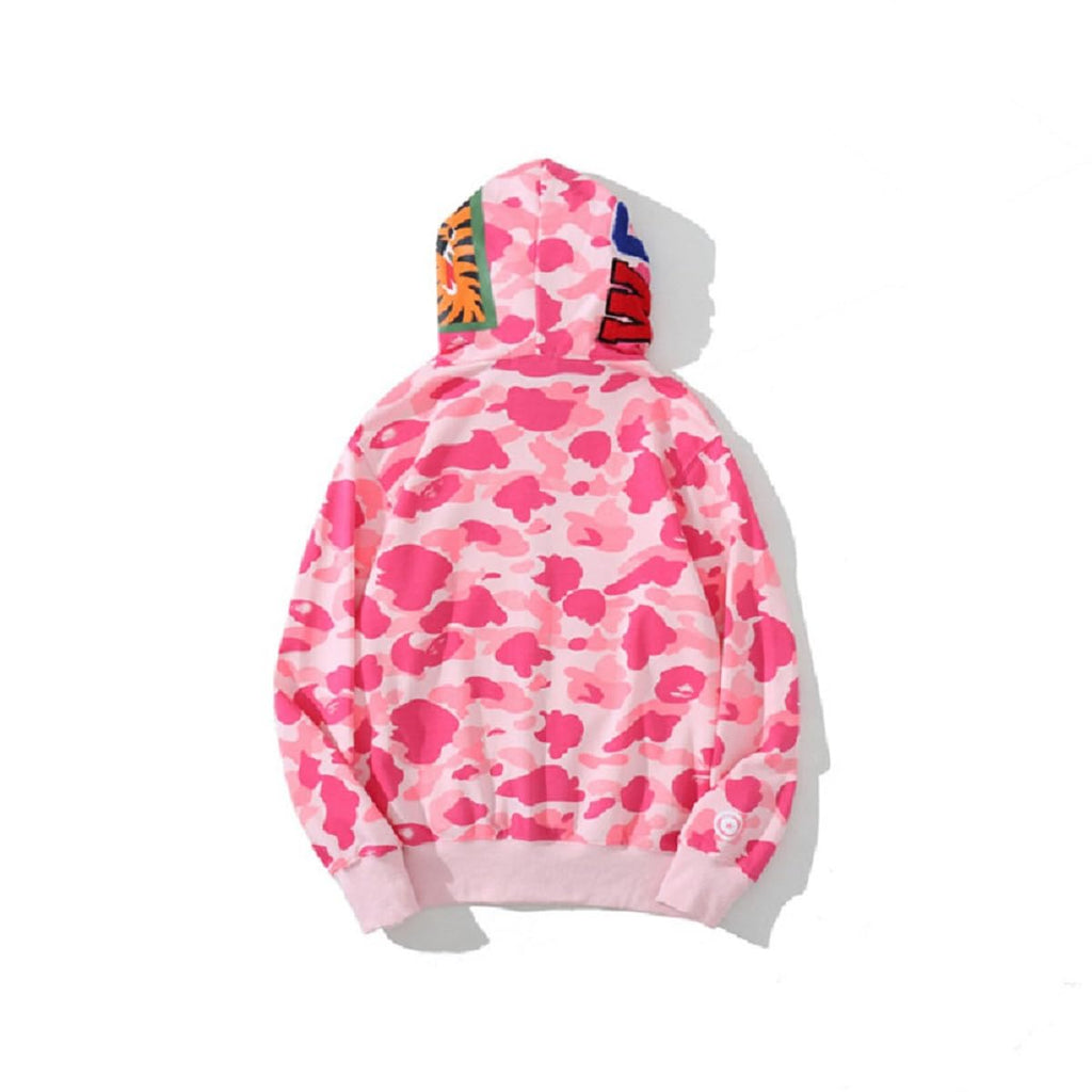 Shark Jaw Camo Jacket Hoodie Shark Mouth Sweatershirt Full Zip Up for Adults