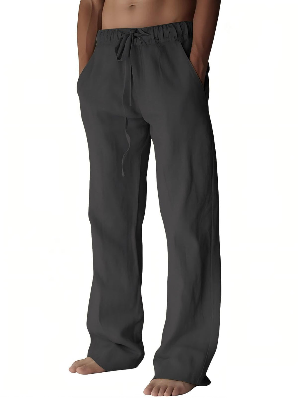 PIDOGYM Mens Cotton Linen Pants Beach Casual Pajama Pants with Pockets