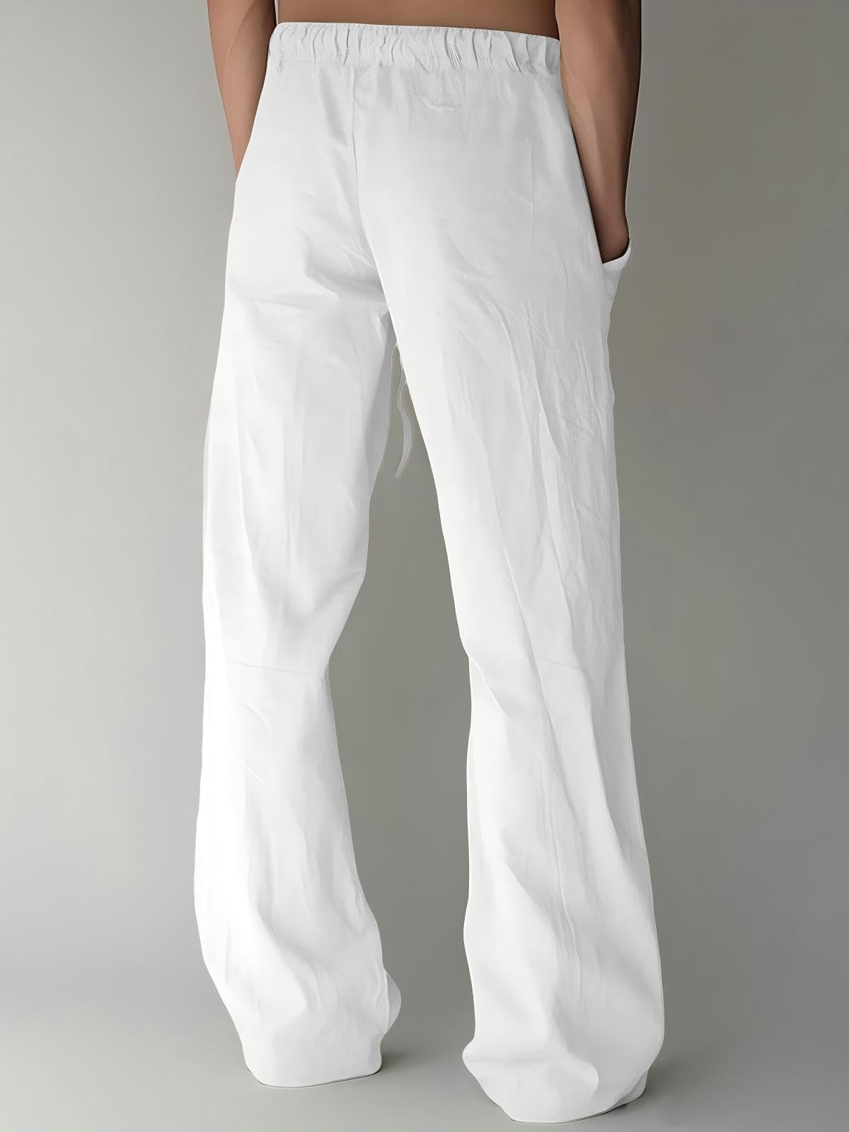 PIDOGYM Mens Cotton Linen Pants Beach Casual Pajama Pants with Pockets
