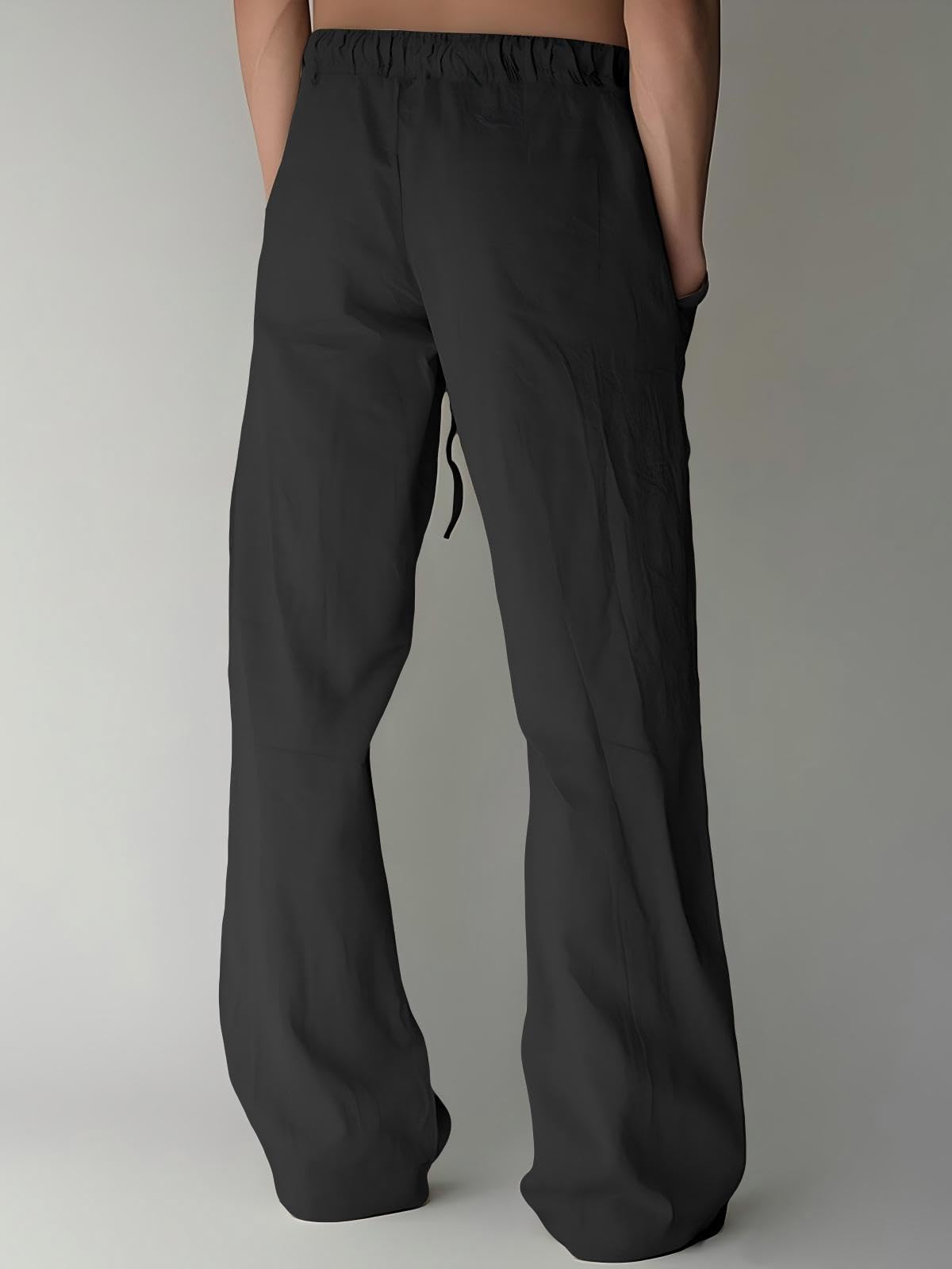 PIDOGYM Mens Cotton Linen Pants Beach Casual Pajama Pants with Pockets