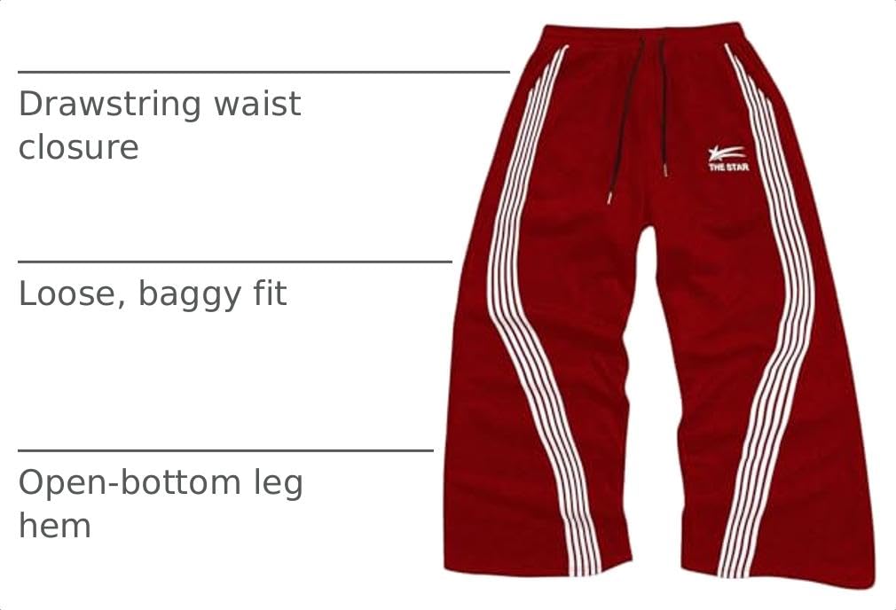SHENHE Men's Y2k Graphic Track Striped Parachute Wide Leg Sweatpants