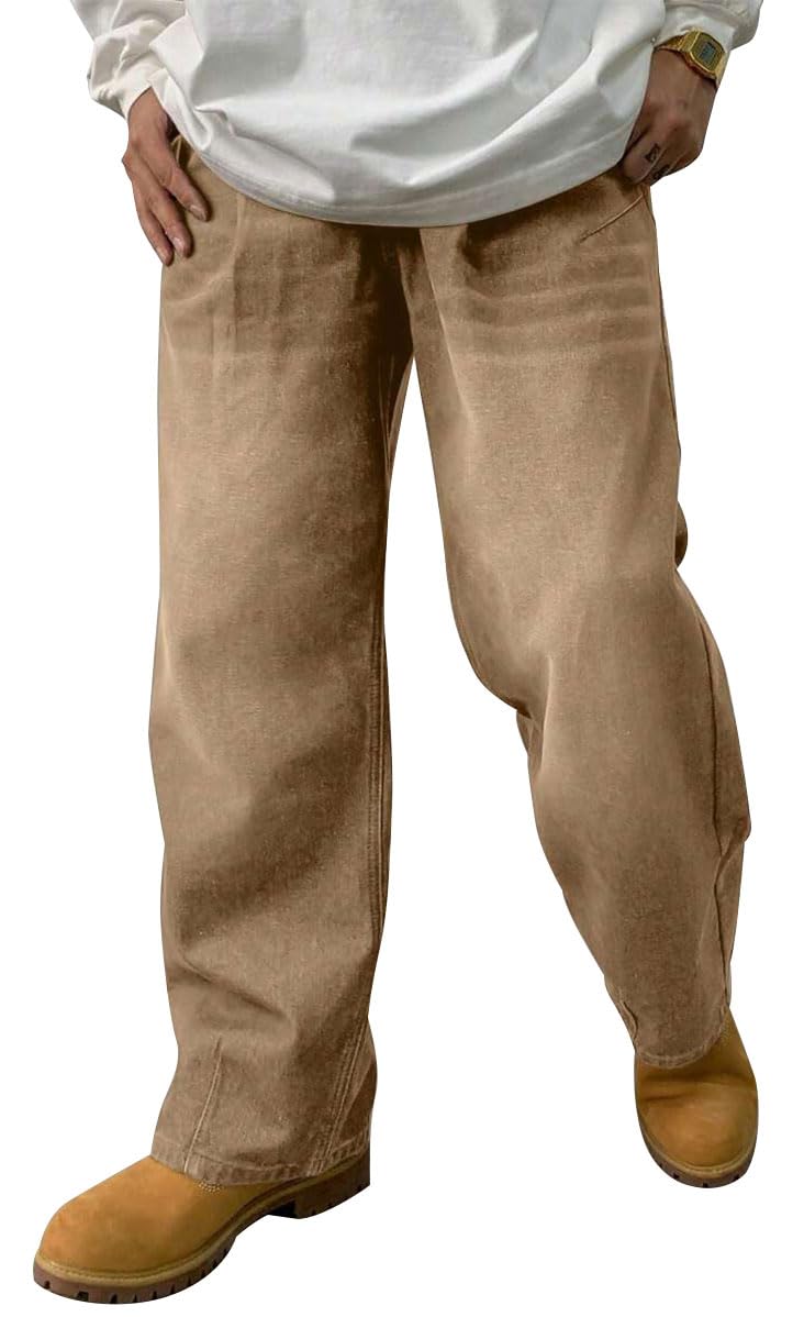 HUNGSON Mens Baggy Jeans for Men Women Y2k Skater Vintage Plain Pants Casual Wide Leg Jeans Loose Fit Denim Jeans