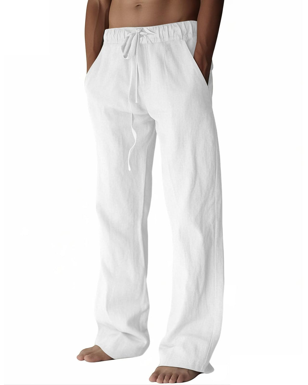 PIDOGYM Mens Cotton Linen Pants Beach Casual Pajama Pants with Pockets