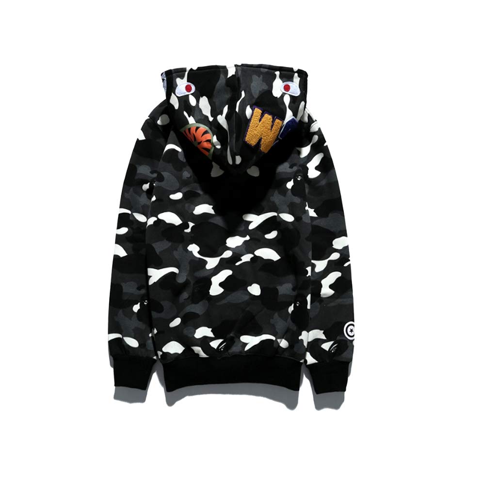 Shark Jaw Camo Jacket Hoodie Shark Mouth Sweatershirt Full Zip Up for Adults