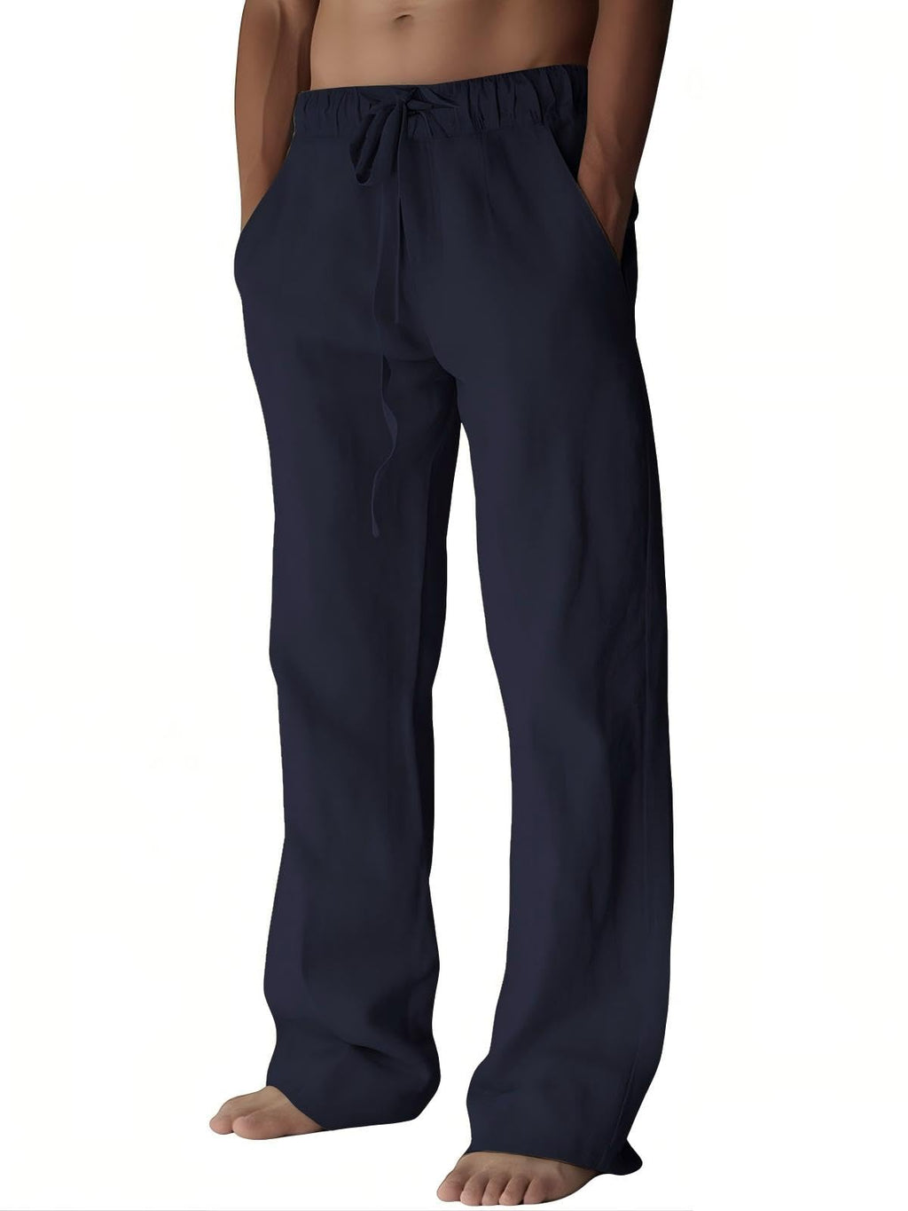PIDOGYM Mens Cotton Linen Pants Beach Casual Pajama Pants with Pockets