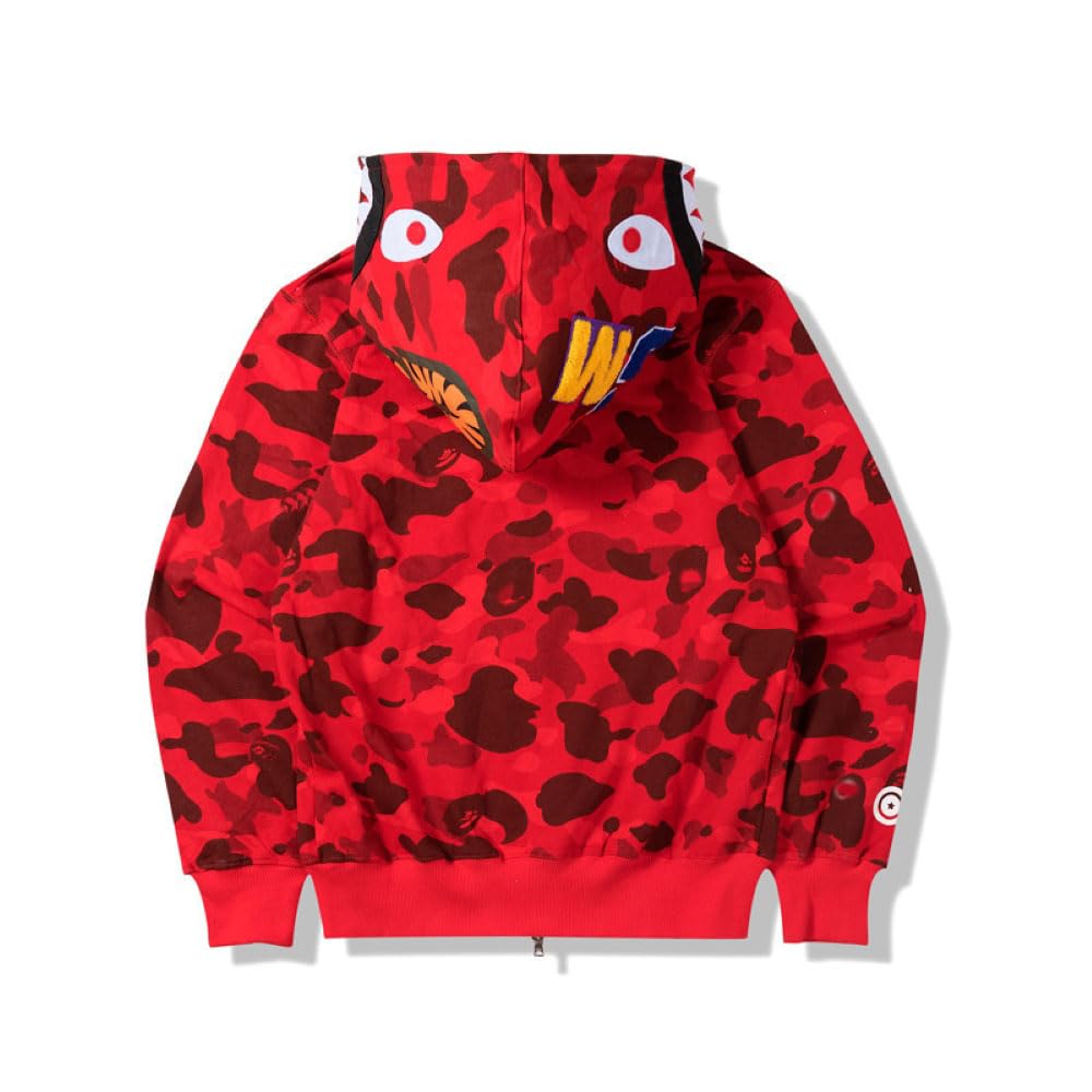 Shark Jaw Camo Jacket Hoodie Shark Mouth Sweatershirt Full Zip Up for Adults