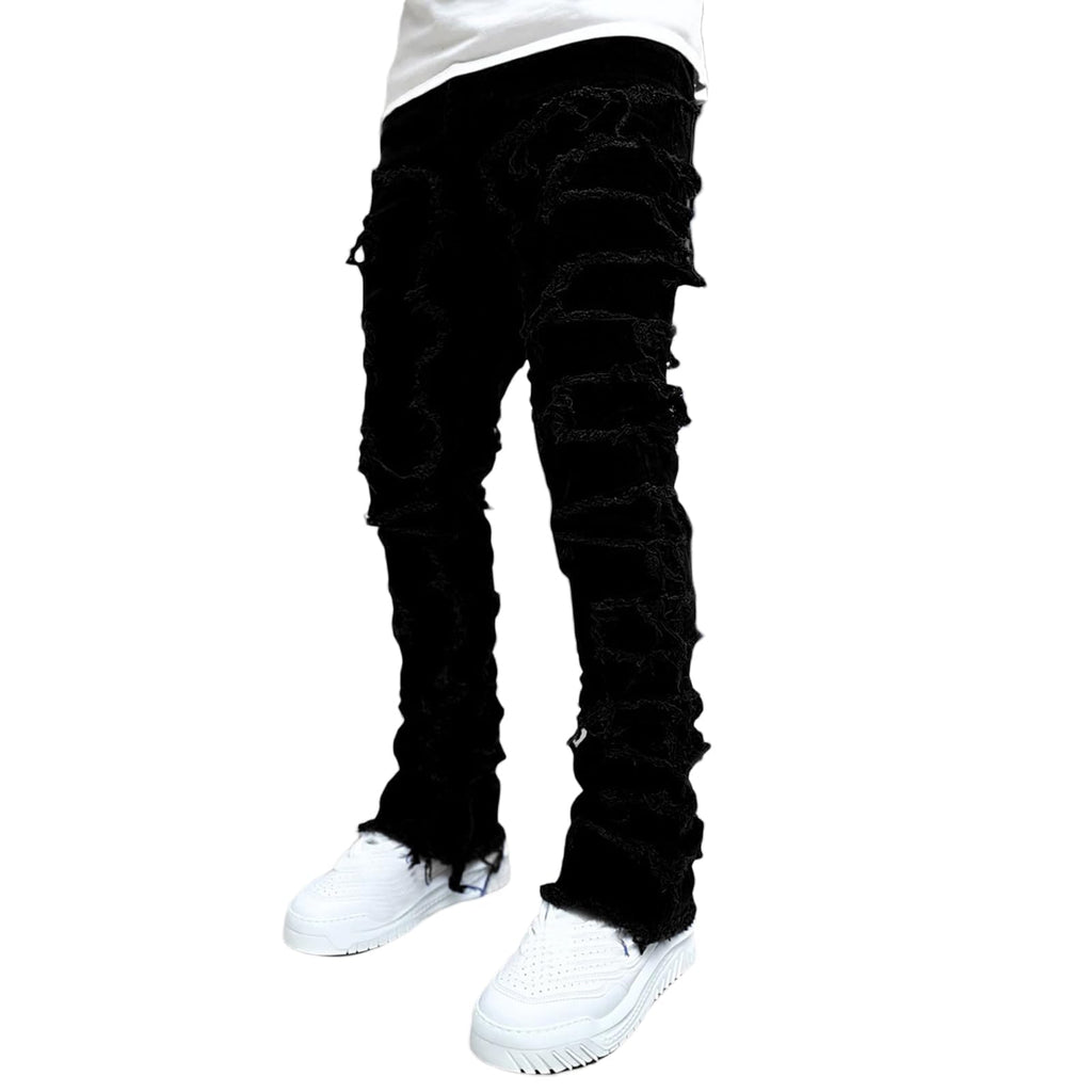YEOU Men's Stacked Skinny Jeans - Y2K Harajuku Style Ripped Denim Pants with High Waist