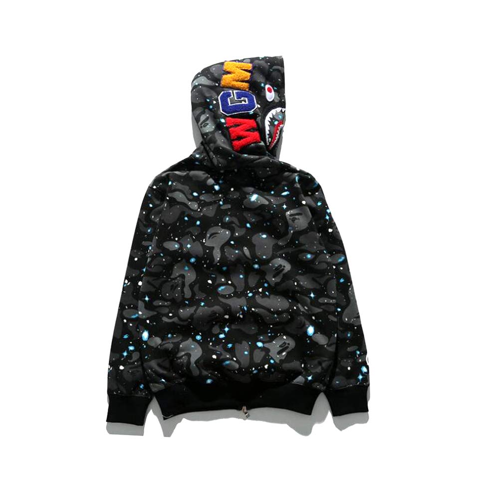 Shark Jaw Camo Jacket Hoodie Shark Mouth Sweatershirt Full Zip Up for Adults