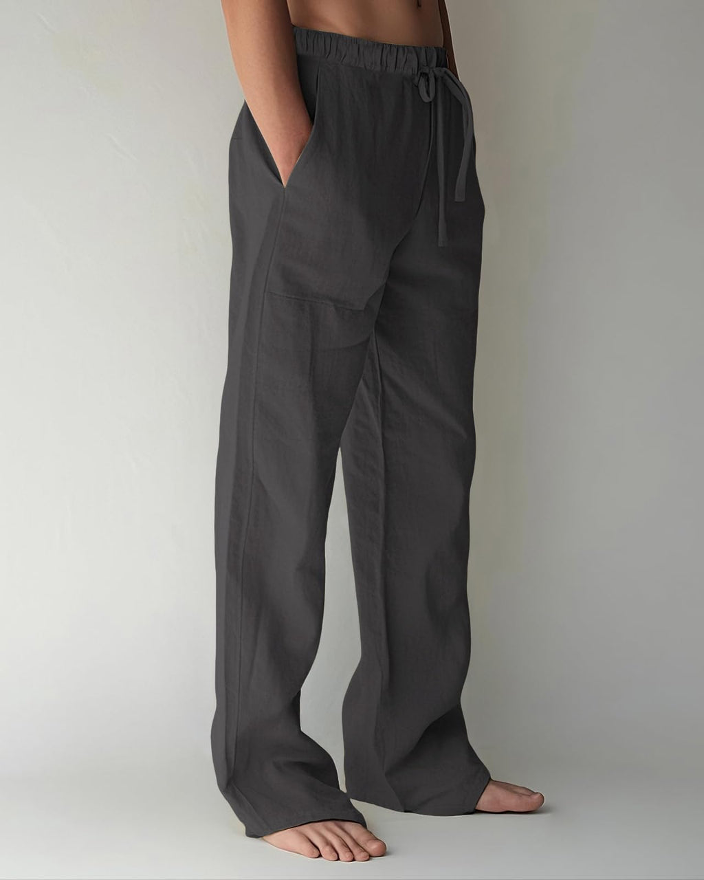 PIDOGYM Mens Cotton Linen Pants Beach Casual Pajama Pants with Pockets