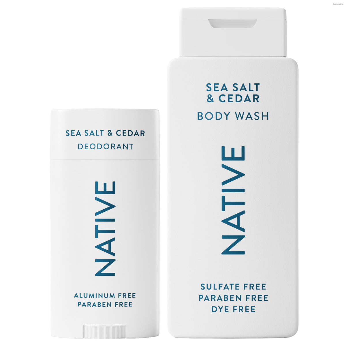 Native Clean Body Wash, Gentle & pH-balanced for Sensitive Skin, 24-Hr Freshness for Men & Women, Vegan & Cruelty-Free, Free of Sulfates, Parabens & Phthalates, Sea Salt & Cedar, 18 fl oz