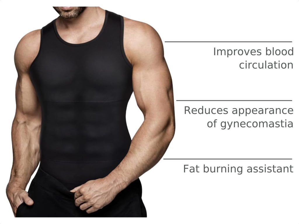 Mens Compression Shirt Slimming Body Shaper Vest Workout Tank Tops Abdomen