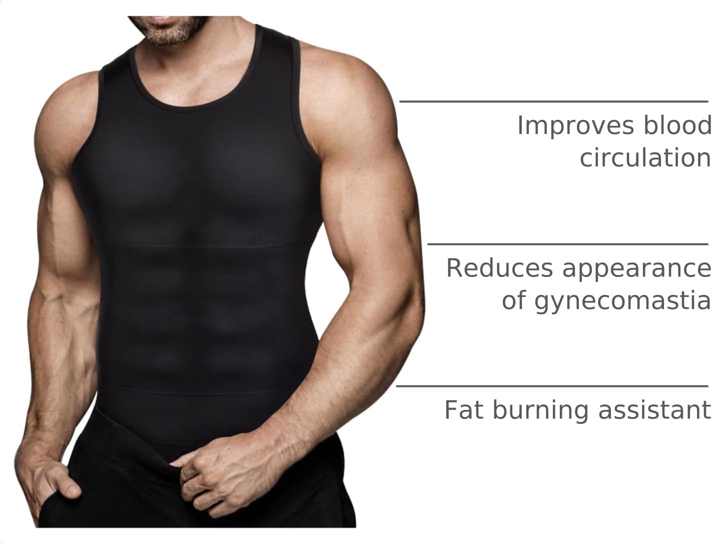 Mens Compression Shirt Slimming Body Shaper Vest Workout Tank Tops Abdomen