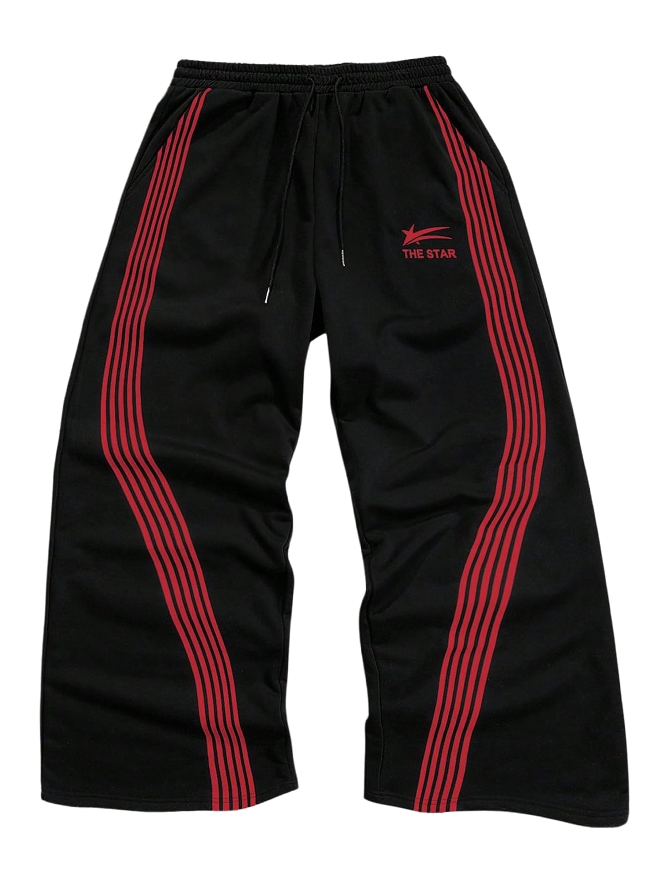 SHENHE Men's Y2k Graphic Track Striped Parachute Wide Leg Sweatpants