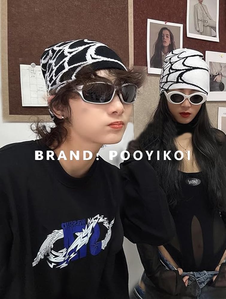 Y2K Knitted Beanies Hat Men Women Graphic Vintage Cap Gothic Warm Knitted Hat Streetwear Trend Beanie