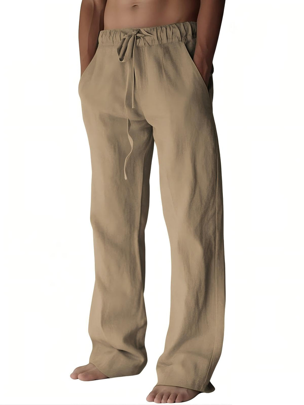 PIDOGYM Mens Cotton Linen Pants Beach Casual Pajama Pants with Pockets