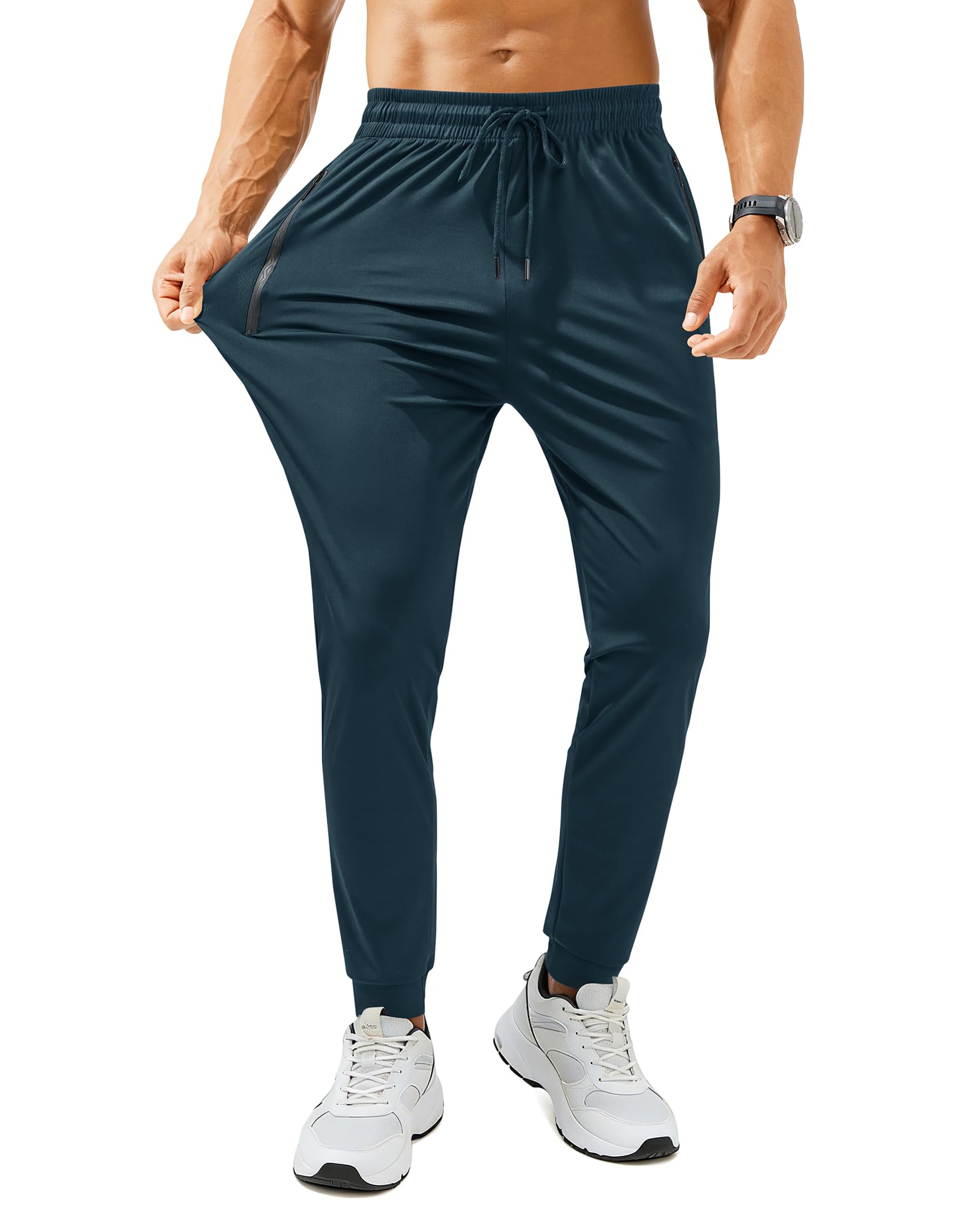 Mens Sweatpants with Zipper Pockets Lightweight Athletic Joggers for Workout Running Gym Track Casual Wear