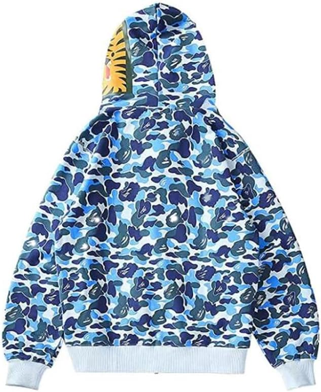 Shark Jaw Camo Jacket Hoodie Shark Mouth Sweatershirt Full Zip Up for Adults