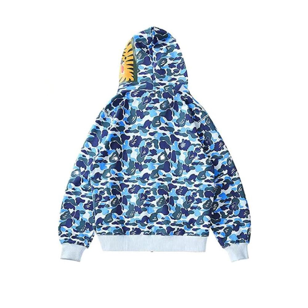 Shark Jaw Camo Jacket Hoodie Shark Mouth Sweatershirt Full Zip Up for Adults