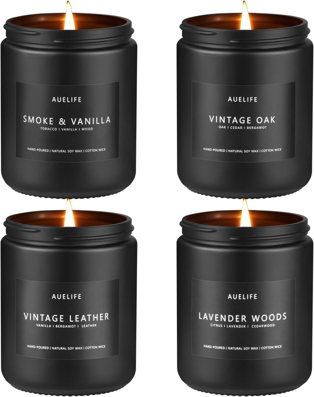 Auelife Candles for Men Gift Set, 4 Pack Soy Wax, Masculine