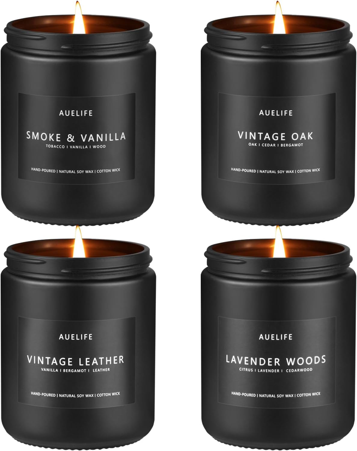 Auelife Candles for Men Gift Set, 4 Pack Soy Wax, Masculine