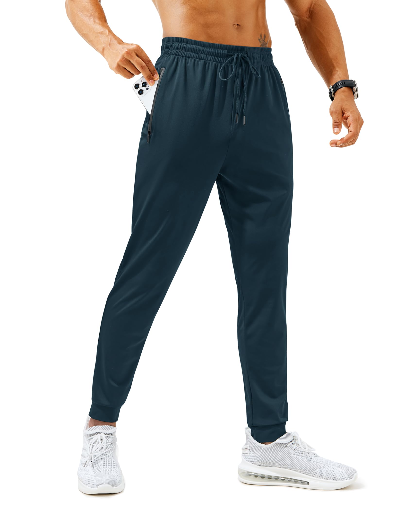 Mens Sweatpants with Zipper Pockets Lightweight Athletic Joggers for Workout Running Gym Track Casual Wear