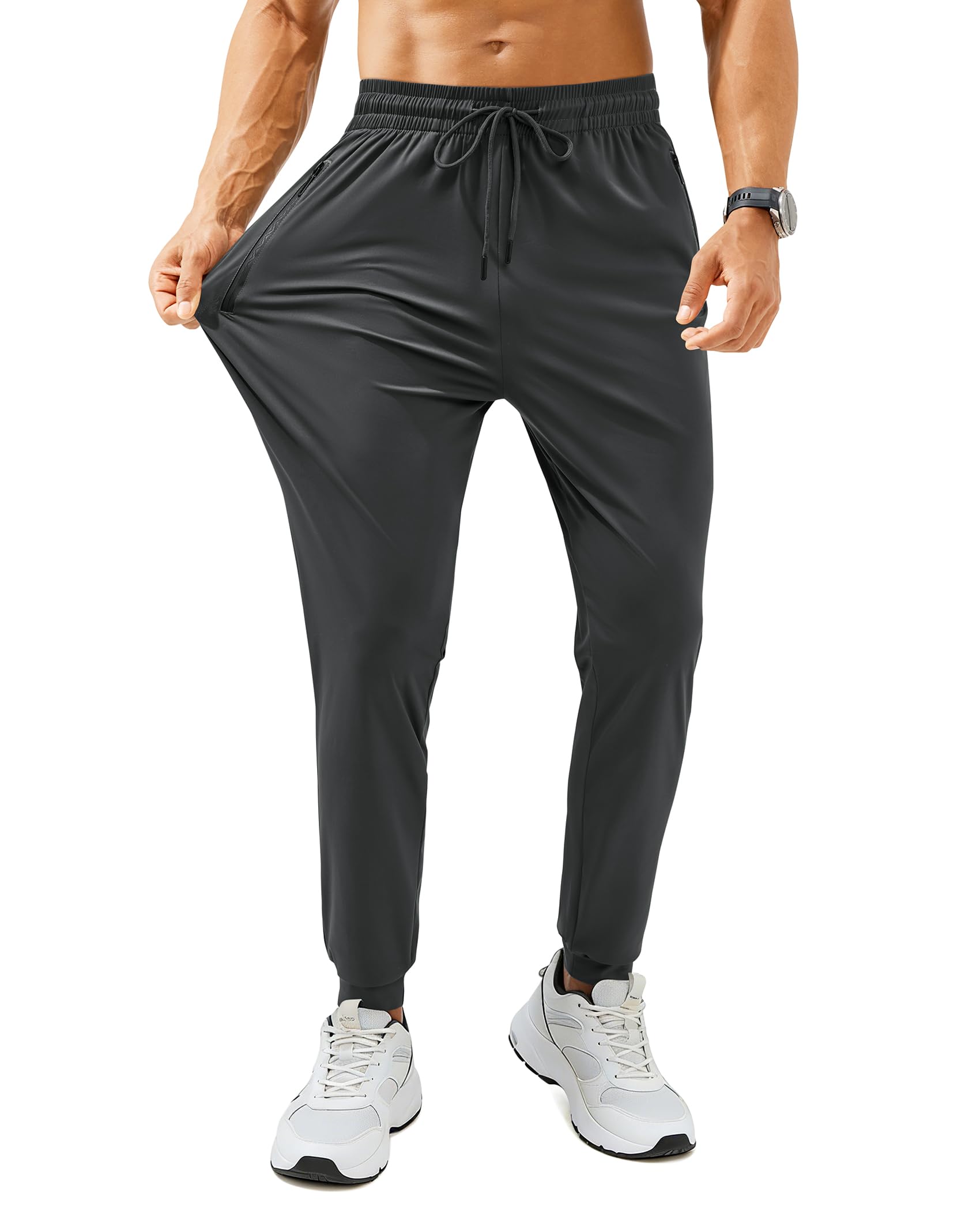 Mens Sweatpants with Zipper Pockets Lightweight Athletic Joggers for Workout Running Gym Track Casual Wear
