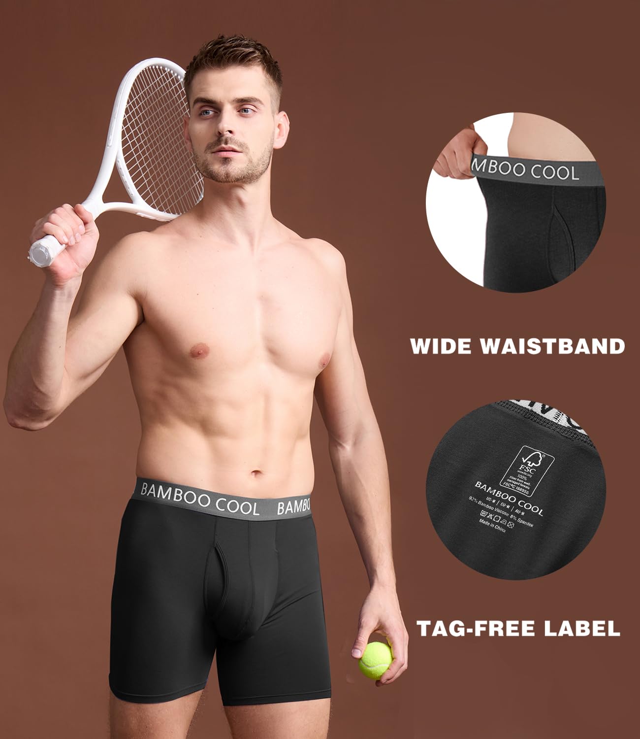 BAMBOO COOL Ultra Soft & breathable Mens Underwear Boxer Briefs Pack
