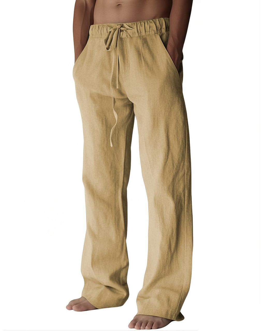 PIDOGYM Mens Cotton Linen Pants Beach Casual Pajama Pants with Pockets