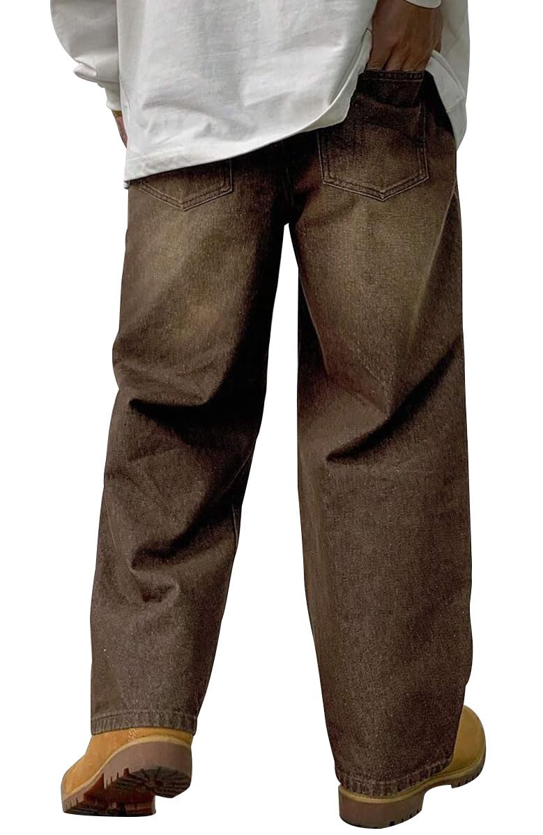 HUNGSON Mens Baggy Jeans for Men Women Y2k Skater Vintage Plain Pants Casual Wide Leg Jeans Loose Fit Denim Jeans
