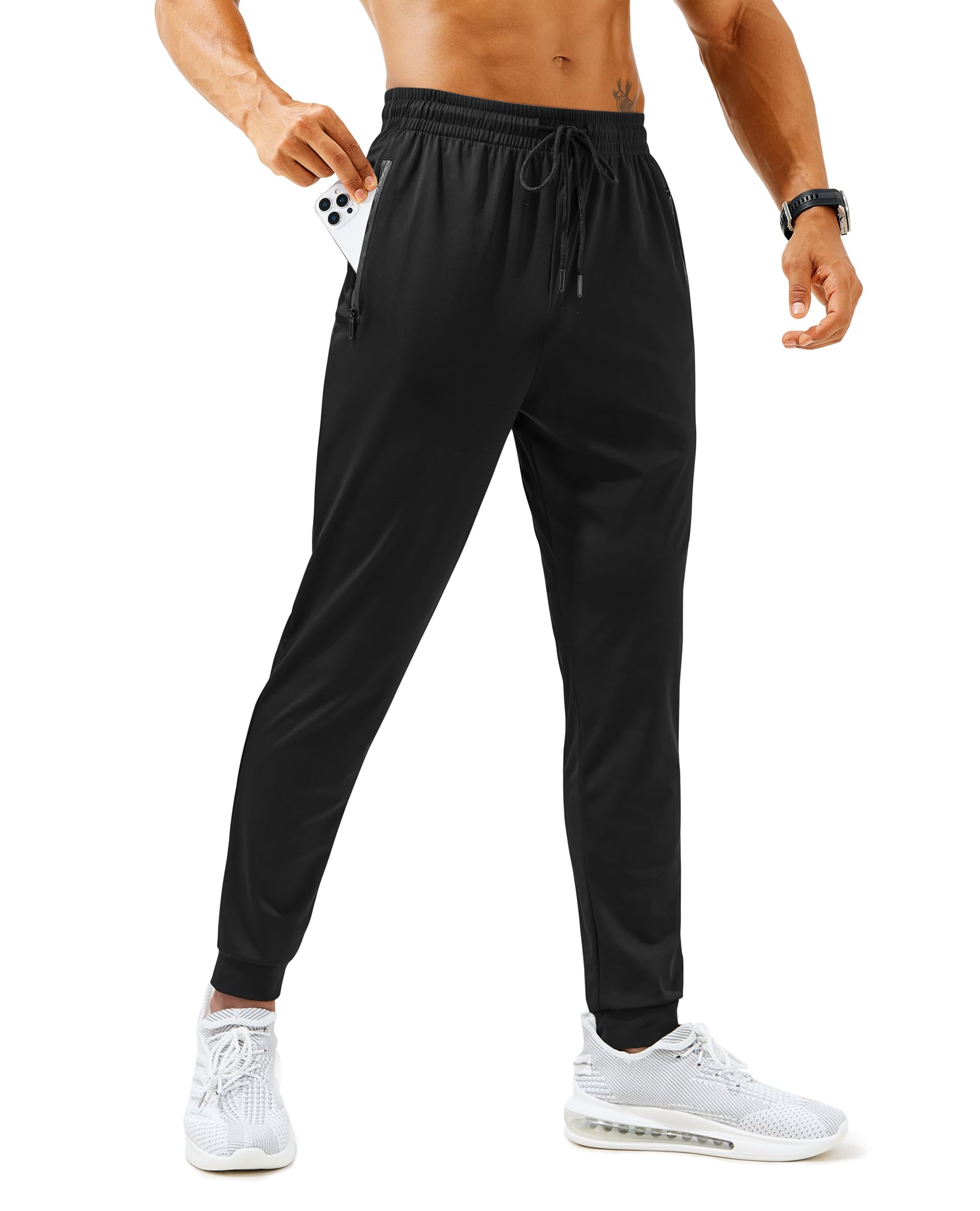Mens Sweatpants with Zipper Pockets Lightweight Athletic Joggers for Workout Running Gym Track Casual Wear