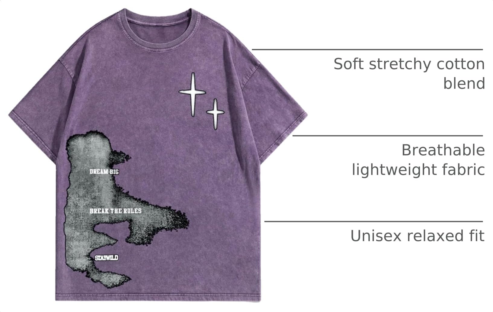 Verdusa Men's Y2k Graphic Tees Short Sleeve Crew Neck Grunge Shirts
