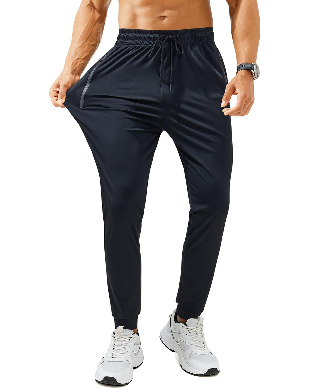 Mens Sweatpants with Zipper Pockets Lightweight Athletic Joggers for Workout Running Gym Track Casual Wear