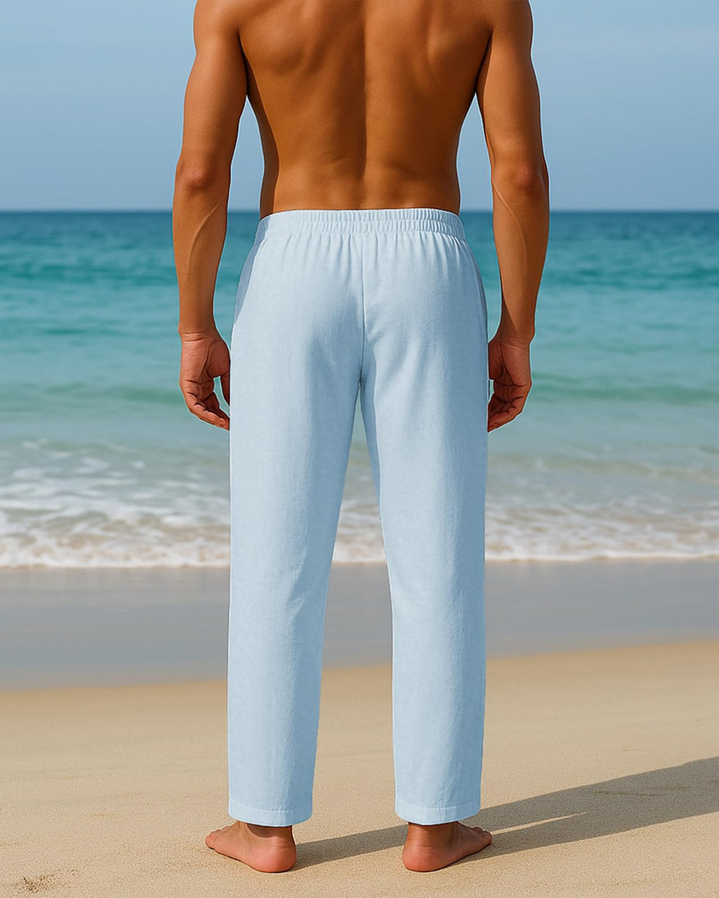 PIDOGYM Mens Cotton Linen Pants Beach Casual Pajama Pants with Pockets