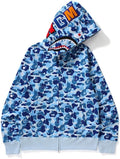 Shark Jaw Camo Jacket Hoodie Shark Mouth Sweatershirt Full Zip Up for Adults