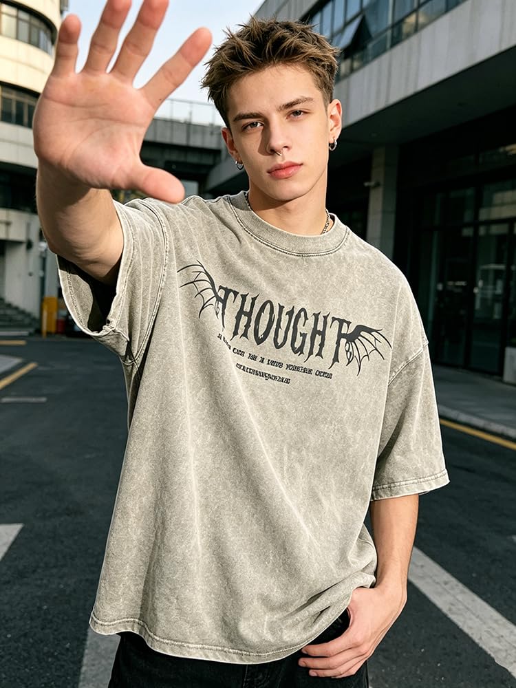 Dynict Unisex Y2k T-Shirt Rose Letter Print Oversized Graphic Tees Short Sleeve Gothic T-Shirts Grunge Clothes
