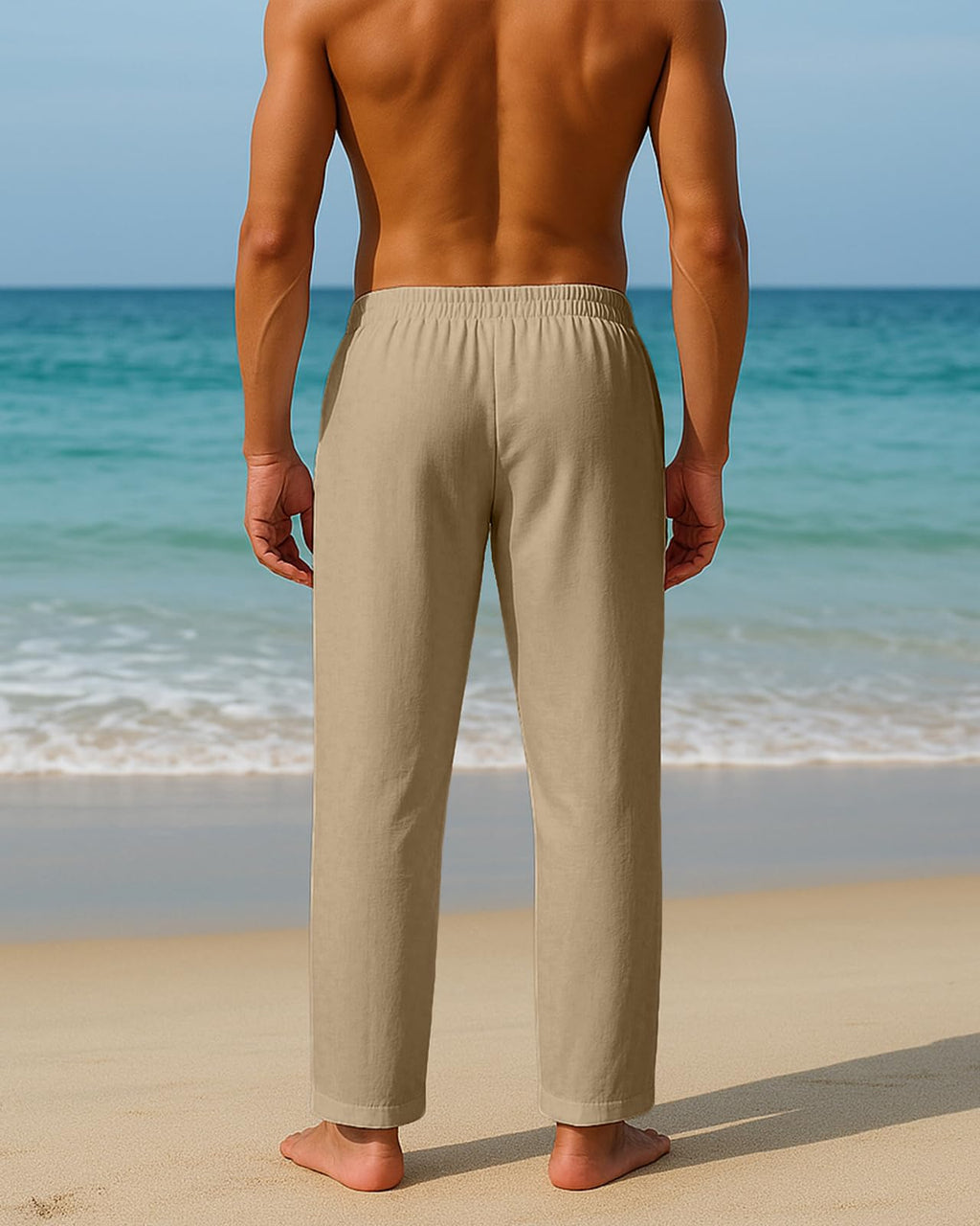 PIDOGYM Mens Cotton Linen Pants Beach Casual Pajama Pants with Pockets