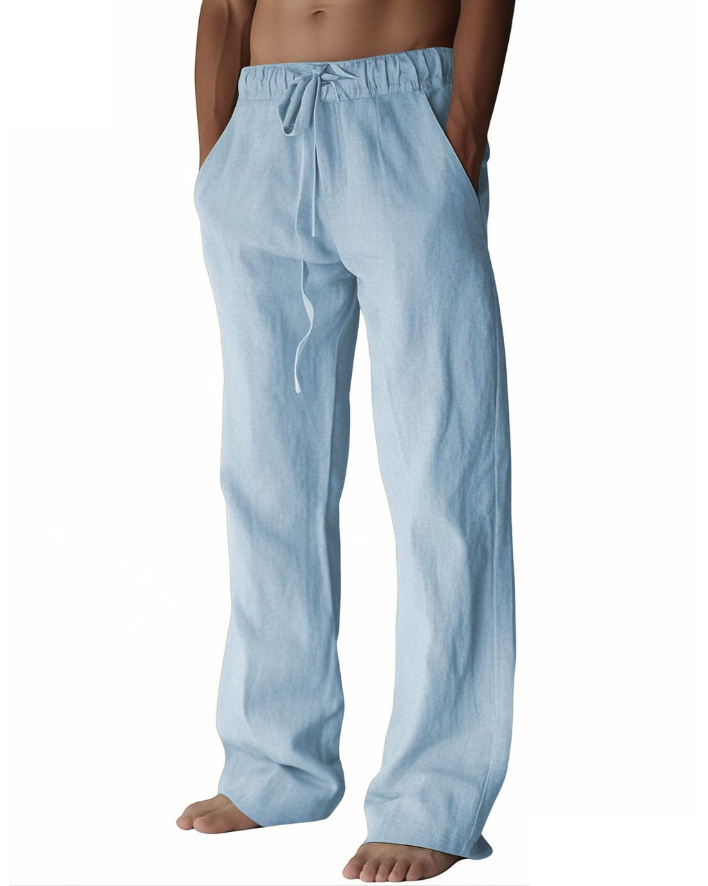 PIDOGYM Mens Cotton Linen Pants Beach Casual Pajama Pants with Pockets
