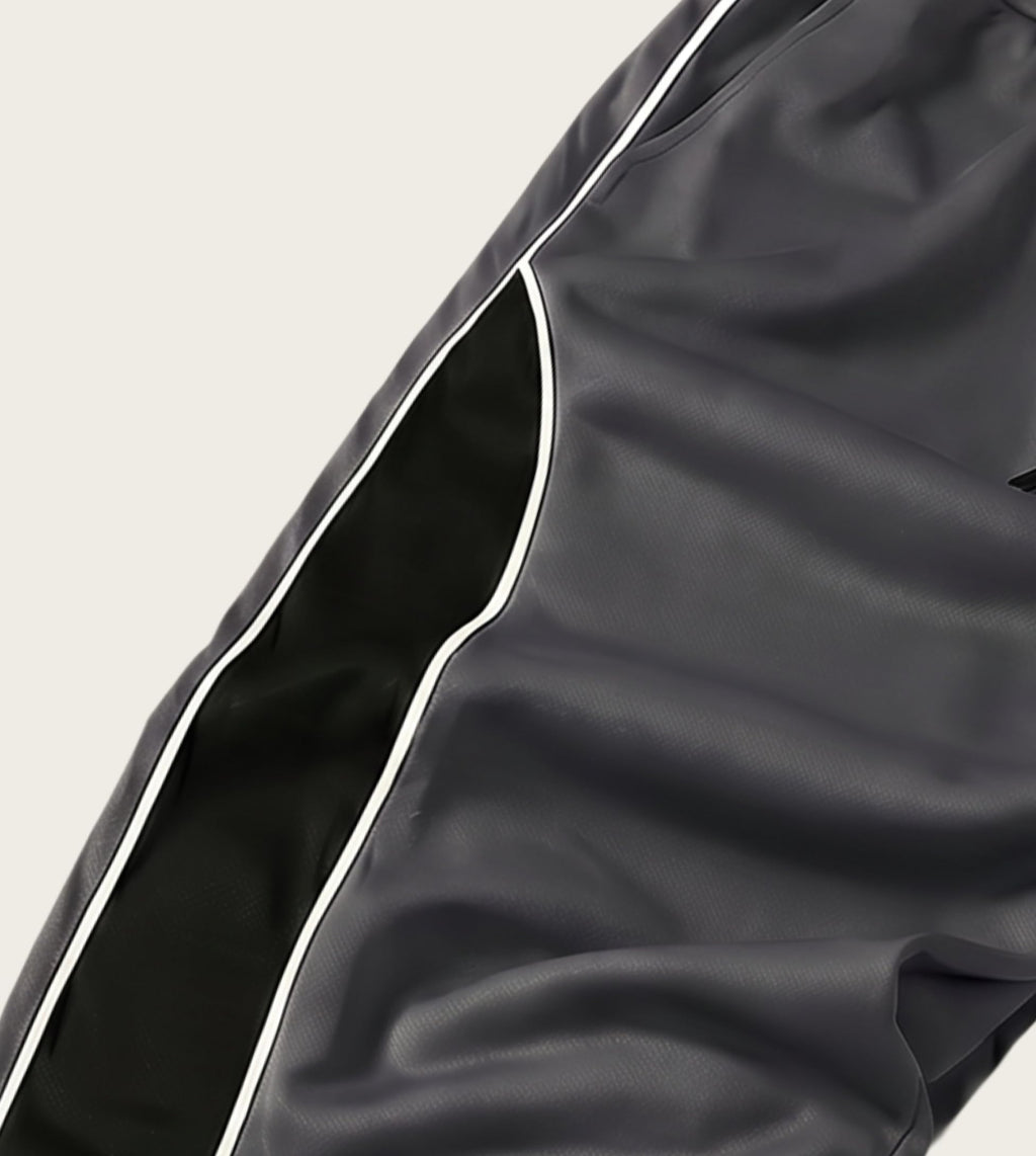 QJQ Men's Baggy Track Pants Casual Wide Leg Striped Side Sweatpants Drawstring Elastic Waist Y2k Streetwear