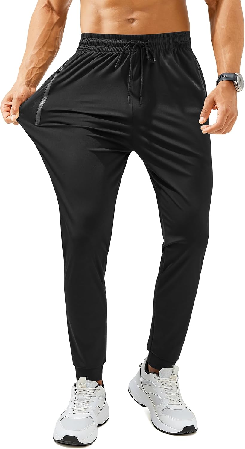 Mens Sweatpants with Zipper Pockets Lightweight Athletic Joggers for Workout Running Gym Track Casual Wear