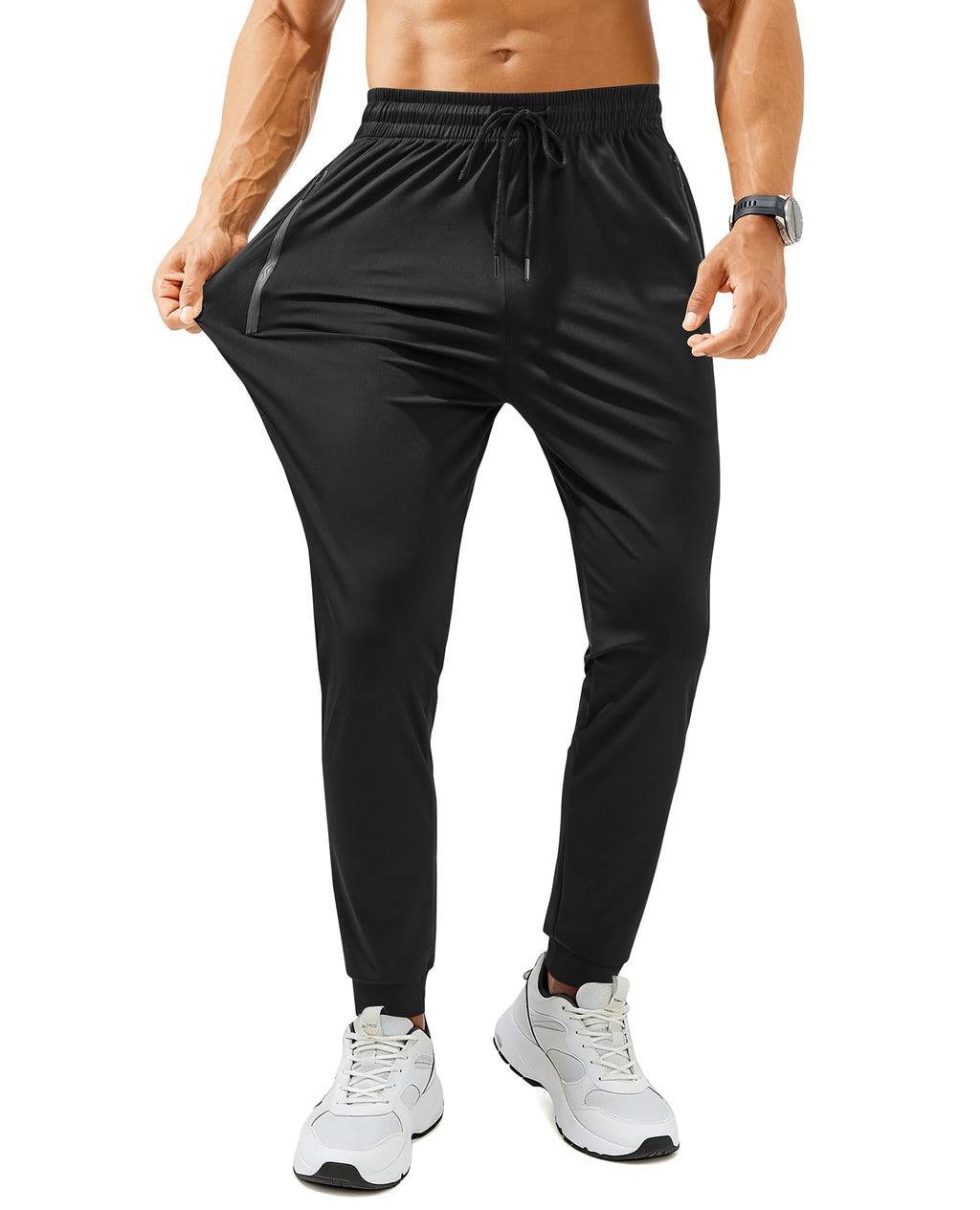 Mens Sweatpants with Zipper Pockets Lightweight Athletic Joggers for Workout Running Gym Track Casual Wear