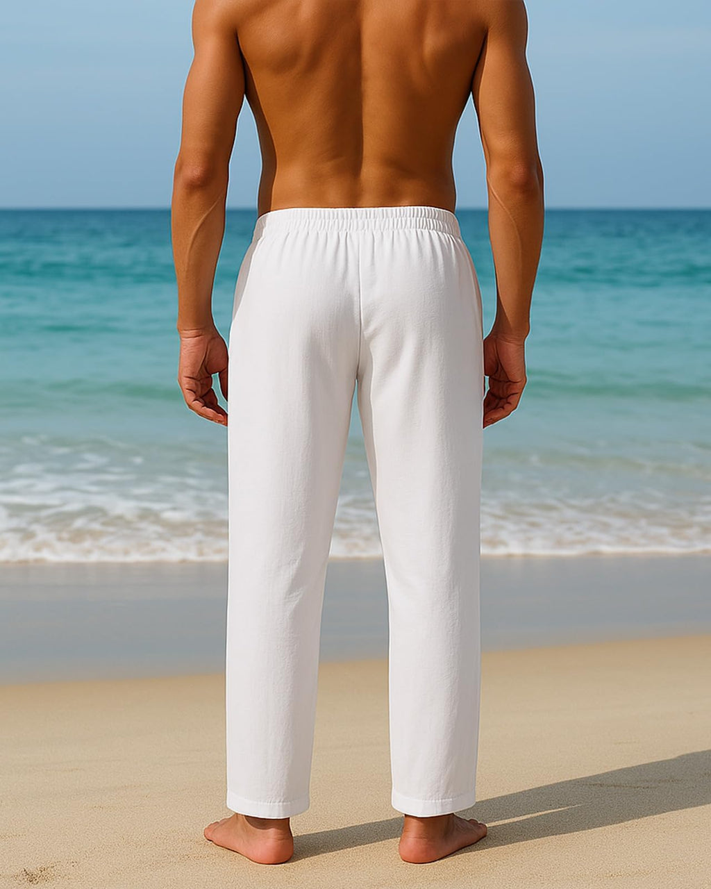 PIDOGYM Mens Cotton Linen Pants Beach Casual Pajama Pants with Pockets