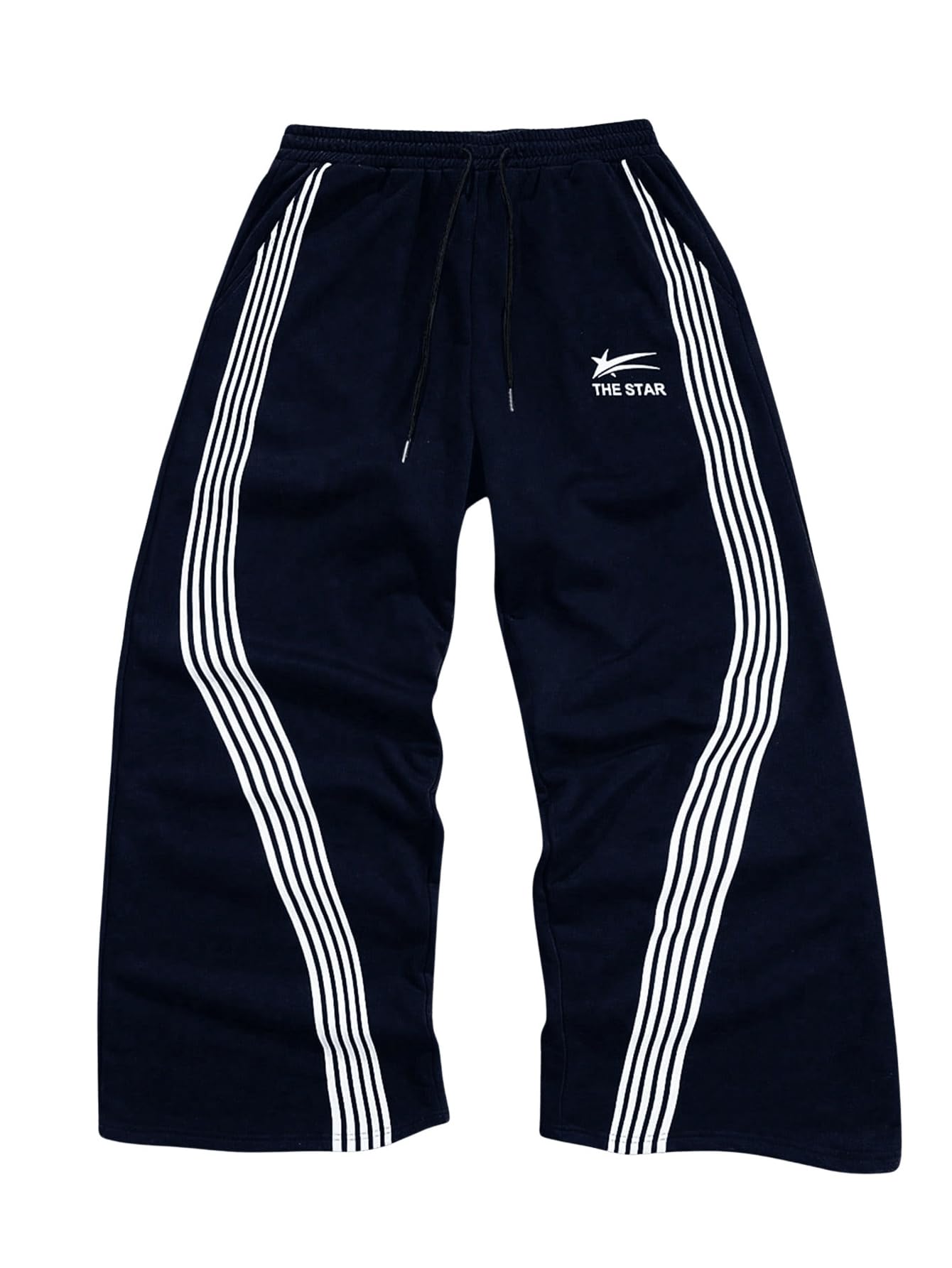 SHENHE Men's Y2k Graphic Track Striped Parachute Wide Leg Sweatpants