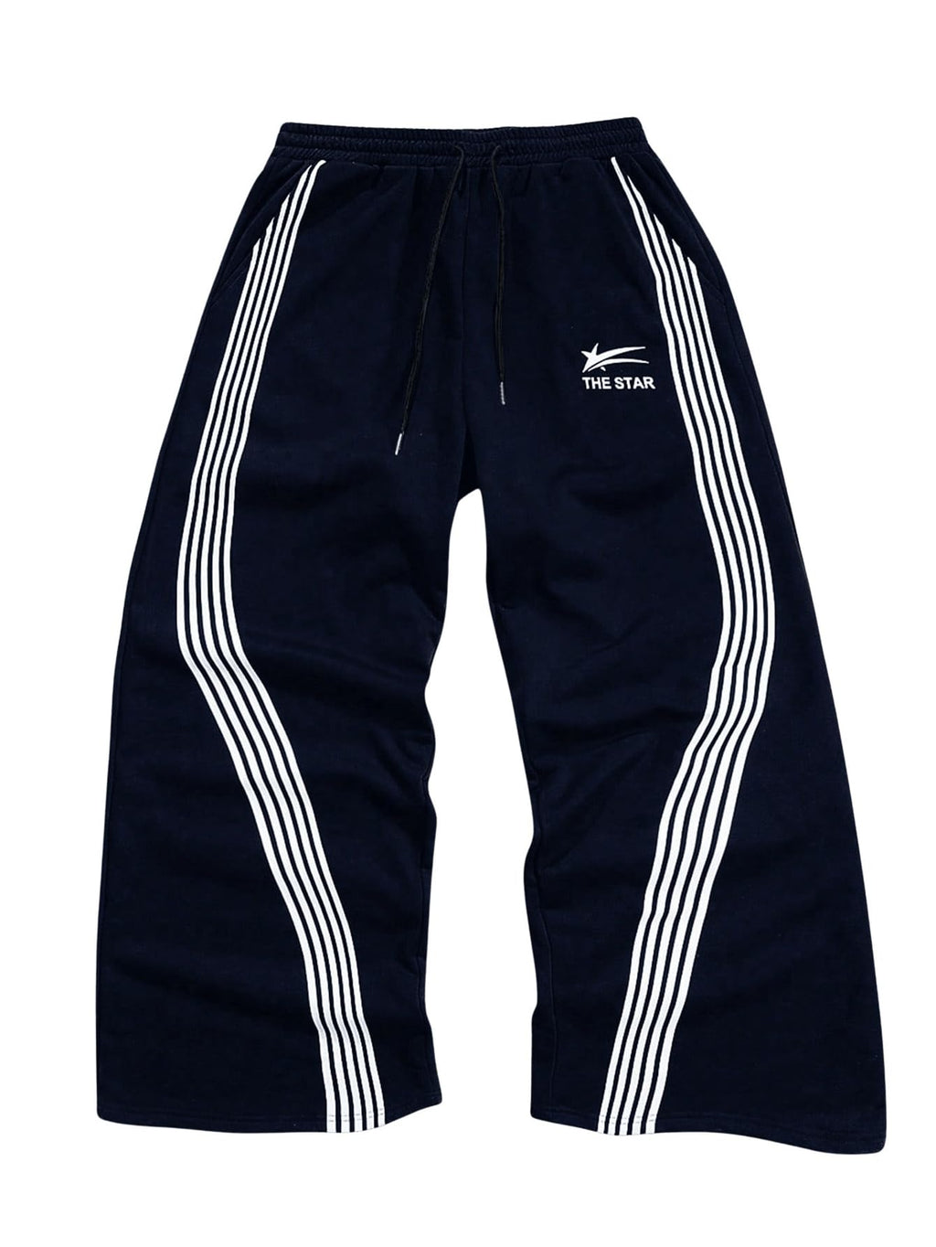 SHENHE Men's Y2k Graphic Track Striped Parachute Wide Leg Sweatpants