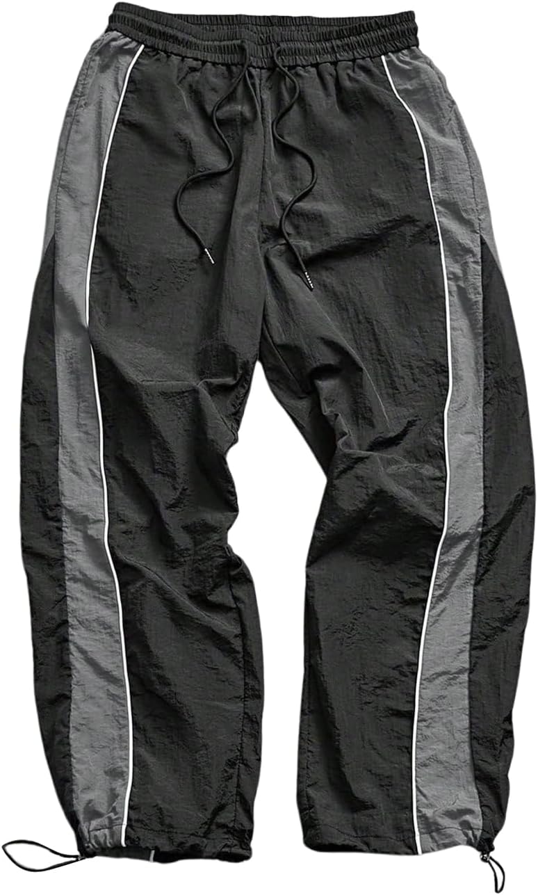 SHENHE Men's Y2k Wide Leg Baggy Parachute Pants Hip Hop Track Trousers