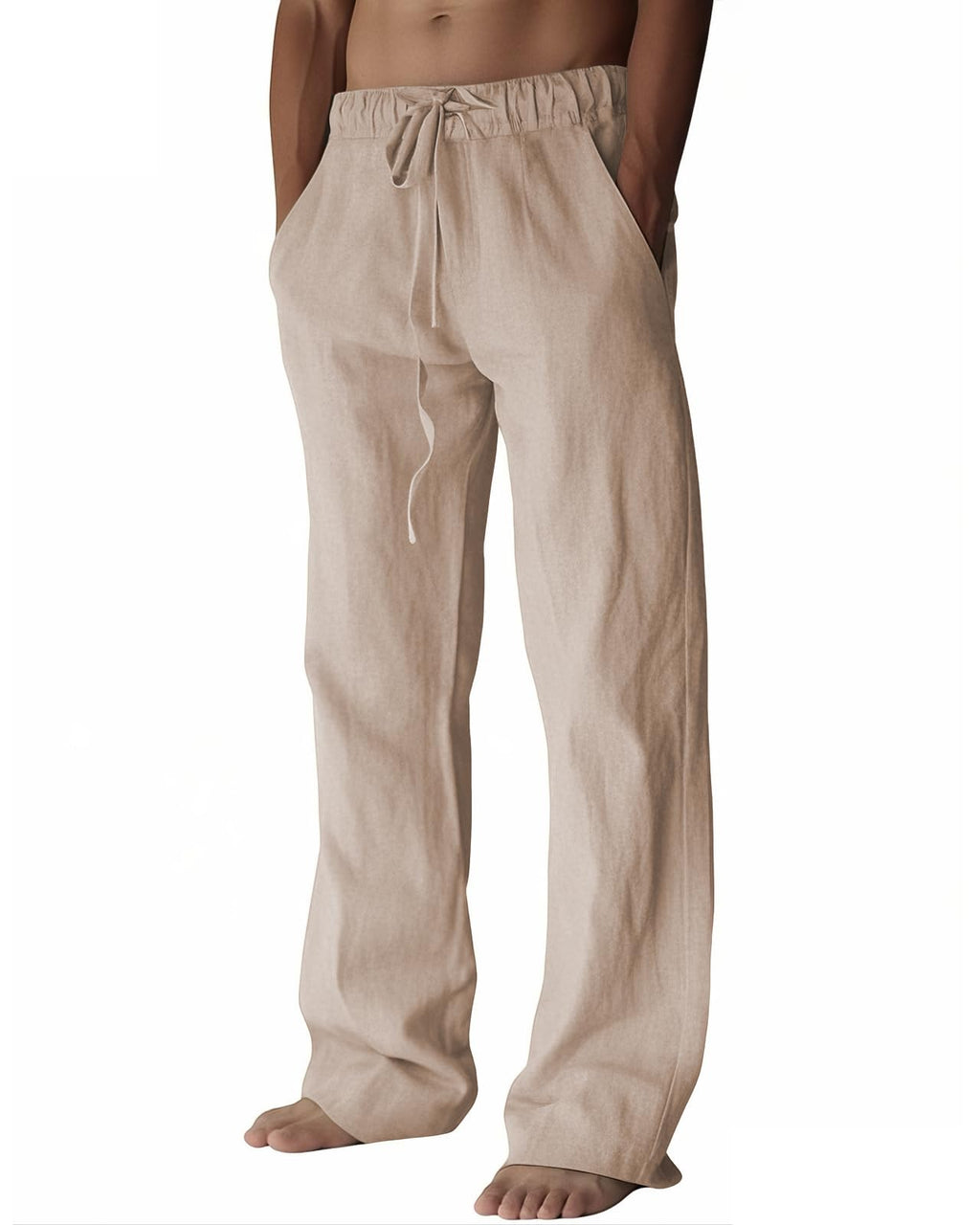 PIDOGYM Mens Cotton Linen Pants Beach Casual Pajama Pants with Pockets