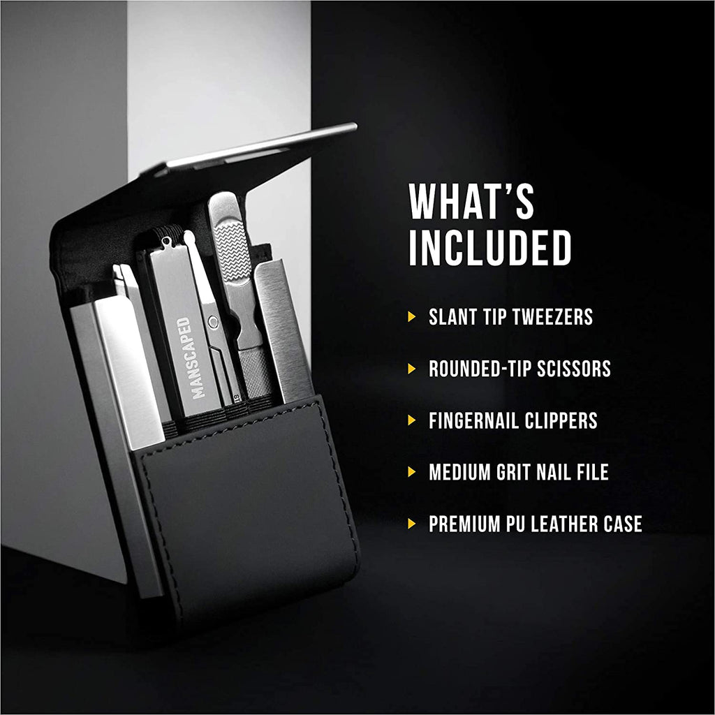 MANSCAPED® Shears 3.0, 5-Piece Precision Men’s Nail Grooming Travel Kit