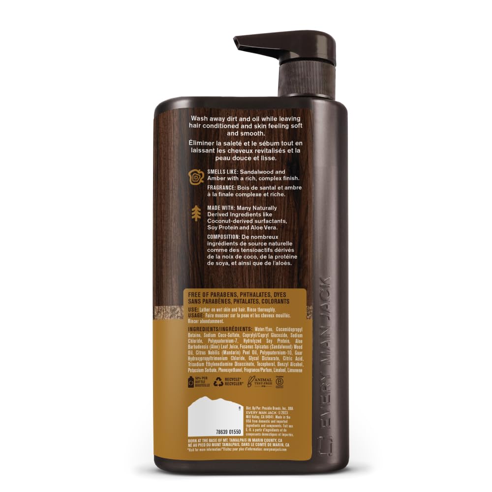 Every Man Jack 3-in-1 All Over Body Wash for Men, Cedar Red Sage, 2pk